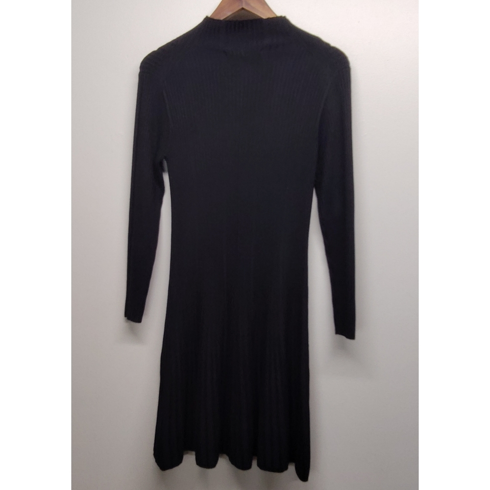 French Connection Midi Dress Women Size L Black Ribbed Stretch Fit And Flare